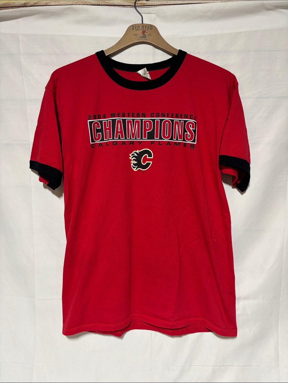Vintage 2004 Calgary Flames Conference Champions‎ Short-Sleeve Tee XL